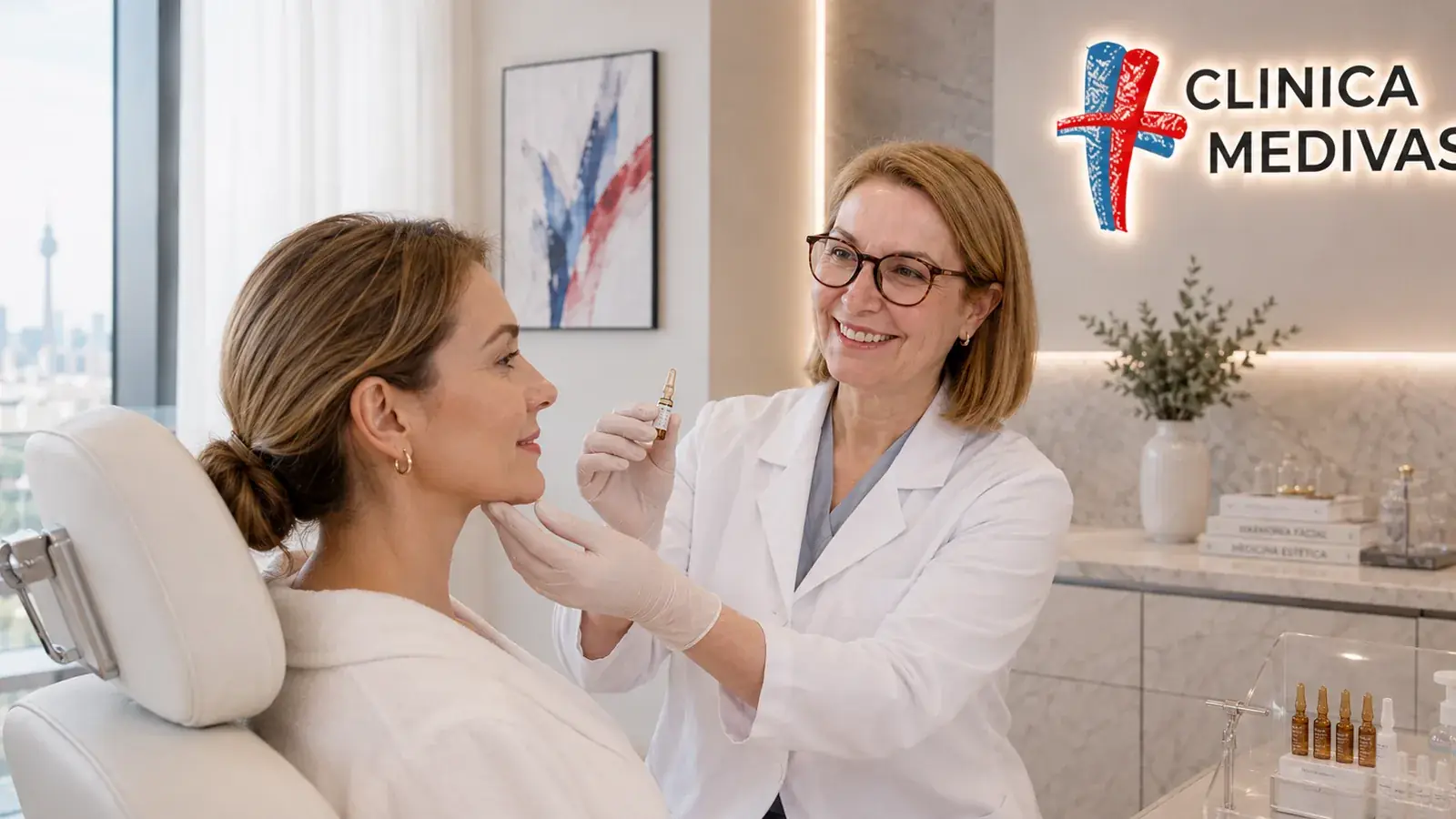 Hyaluronic acid in Madrid | Clínica Medivás Dra. Paloma Tejero seeing a patient for hyaluronic acid at Clínica Medivás Madrid