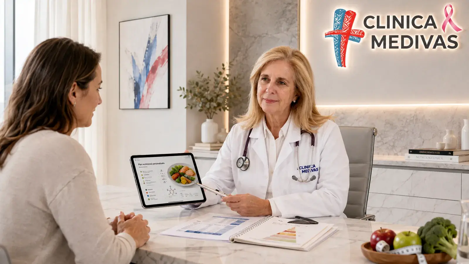 Equipo de Cirugía Estética de Clínica Medivás atendiendo una consulta de Cirugía de Abdomen en Clínica Medivás Madrid