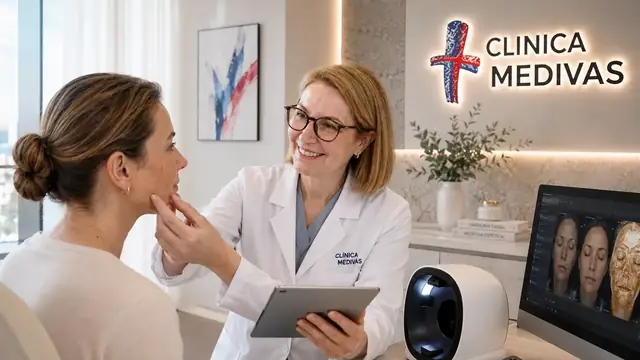 Dermapen / microneedling in Madrid | Clínica Medivás Dra. Paloma Tejero seeing a patient for dermapen / microneedling at Clínica Medivás Madrid