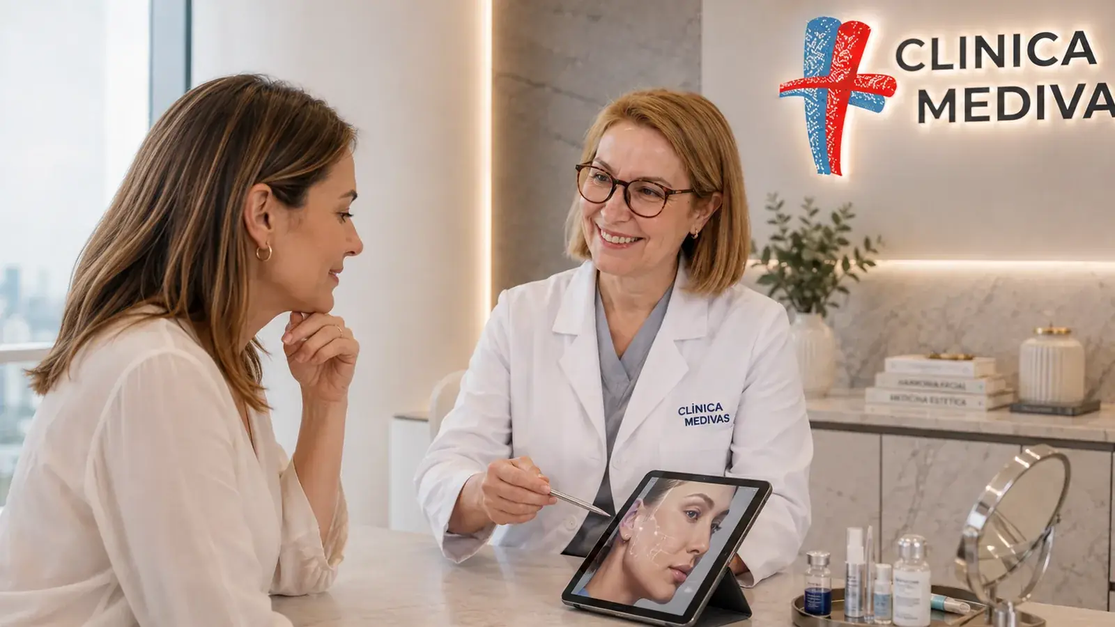 Breast lift in Madrid | Clínica Medivás Team de Cosmetic Surgery de Clínica Medivás seeing a patient for breast lift at Clínica Medivás Madrid