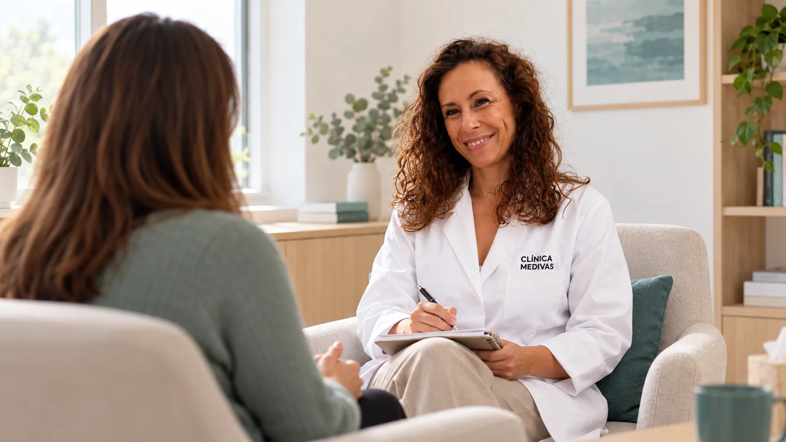 Elisa Martínez in a consultation about clinical psychology at Clínica Medivás Madrid