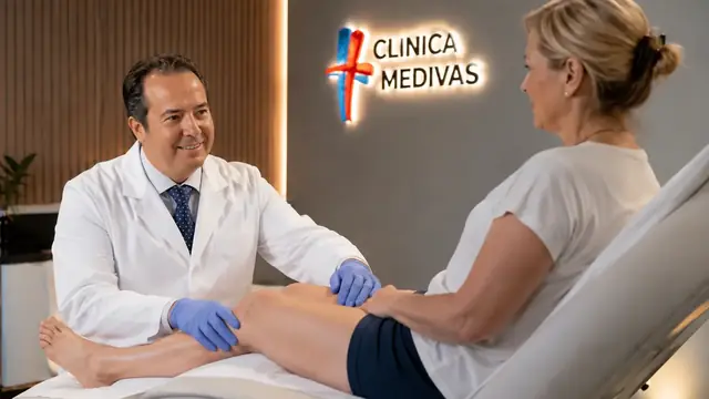 Enfermedad tromboembólica venosa en Madrid | Clínica Medivás Dr. Agustín Arroyo Bielsa atendiendo una consulta de Enfermedad tromboembólica venosa en Clínica Medivás Madrid