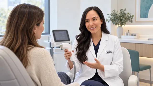 Dra. Laura Moreno in a consultation about facial skin laxity at Clínica Medivás Madrid