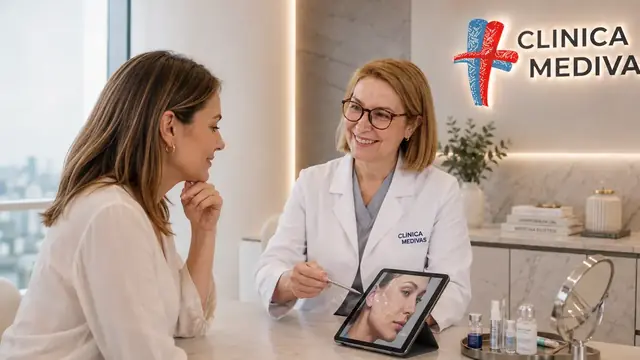 Lifting de Cejas en Madrid | Clínica Medivás Equipo de Cirugía Estética de Clínica Medivás atendiendo una consulta de Lifting de Cejas en Clínica Medivás Madrid