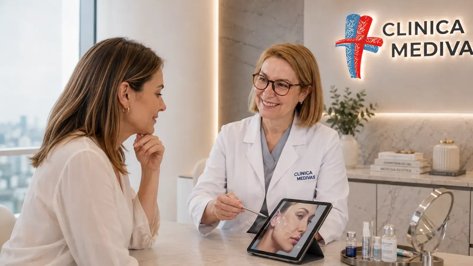 Lifting de Cejas en Madrid | Clínica Medivás Equipo de Cirugía Estética de Clínica Medivás atendiendo una consulta de Lifting de Cejas en Clínica Medivás Madrid