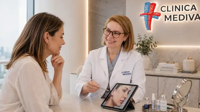 Párpados en Madrid | Clínica Medivás Equipo de Cirugía Estética de Clínica Medivás atendiendo una consulta de Párpados en Clínica Medivás Madrid