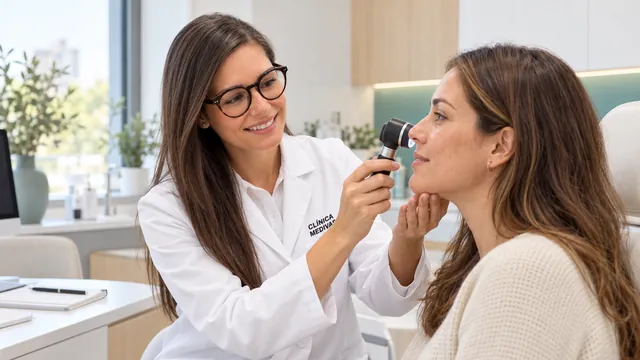 Dra. Patricia Barbero in a consultation about pigmentation treatment at Clínica Medivás Madrid