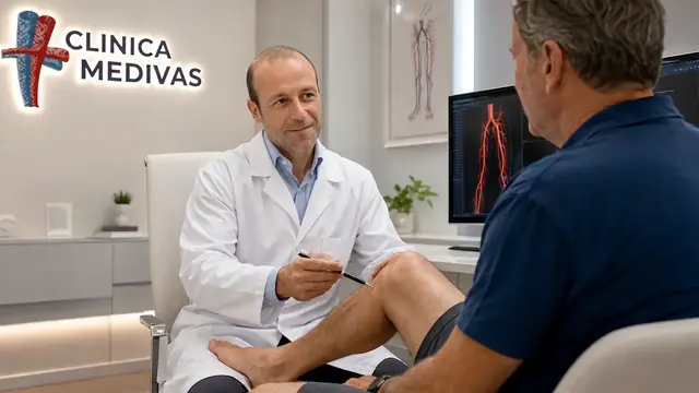 Reticular veins in Madrid | Clínica Medivás Dr. Agustín Arroyo Bielsa seeing a patient for reticular veins at Clínica Medivás Madrid