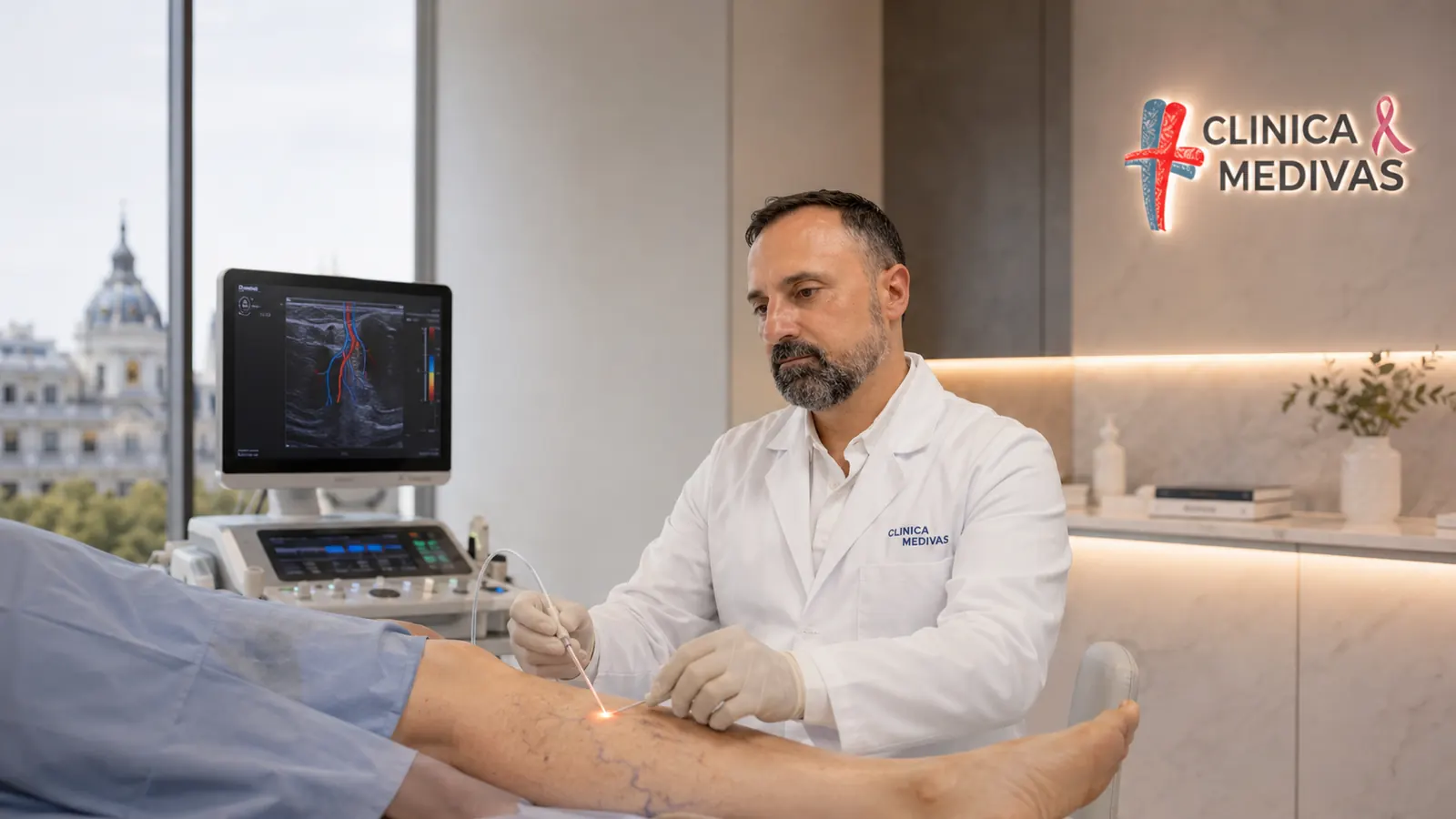 Varices Reticulares en Madrid | Clínica Medivás Dr. Agustín Arroyo Bielsa atendiendo una consulta de Varices Reticulares en Clínica Medivás Madrid
