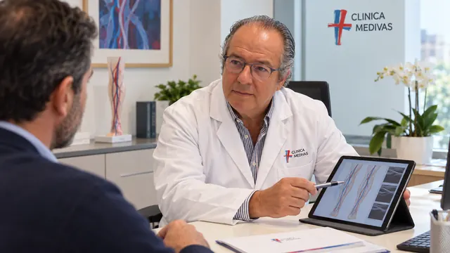 Varices en Madrid | Clínica Medivás Dr. Agustín Arroyo Bielsa atendiendo una consulta de varices en Madrid en Clínica Medivás