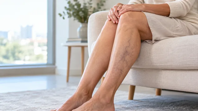 Legs with visible superficial veins, illustrating varicose vein symptoms