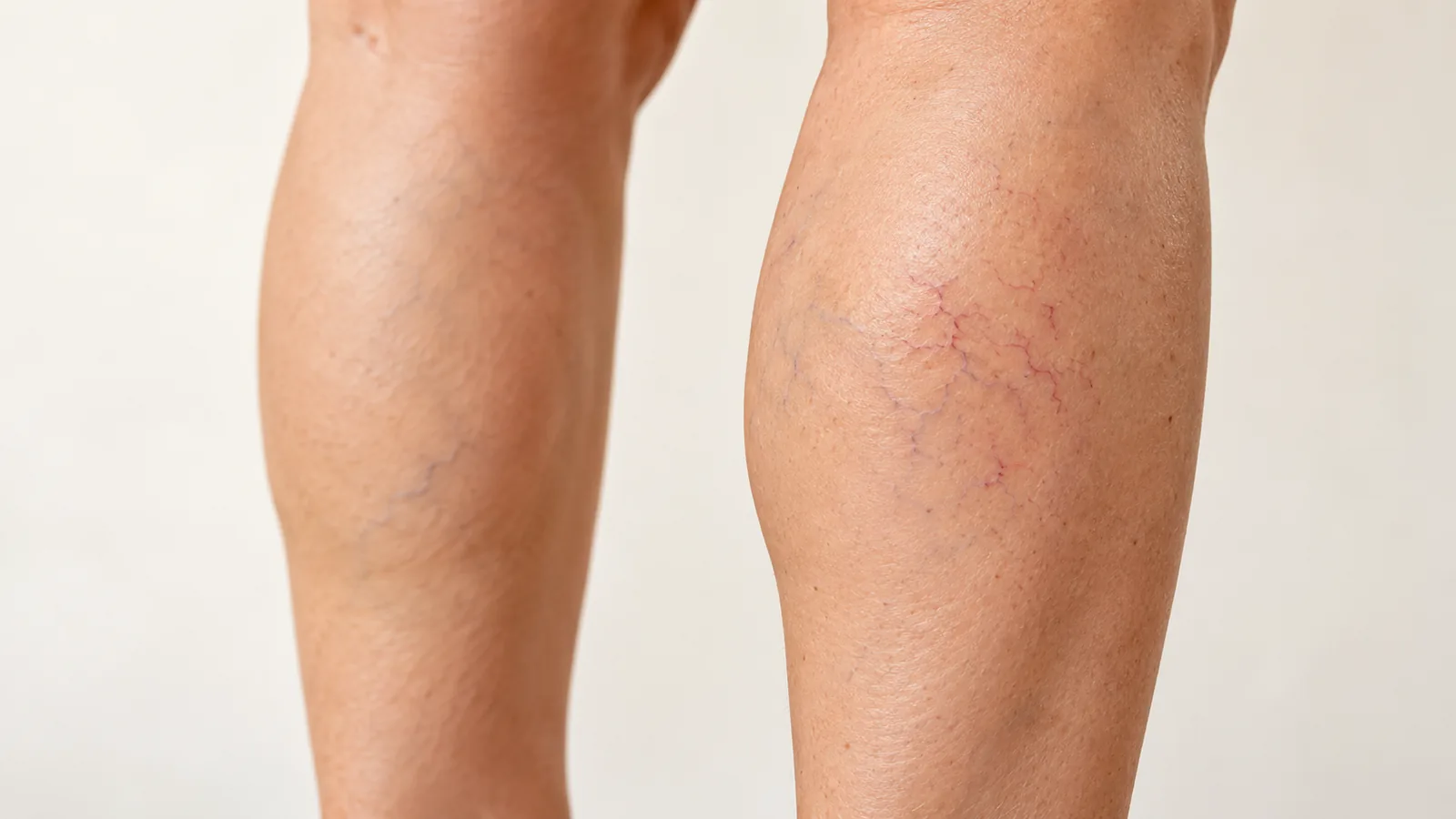 Small spider veins visible on the skin of a leg