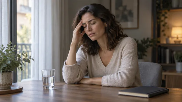 Migraine and recurring headaches: when to seek help | Clínica Medivás Madrid Woman resting with a hand on her forehead during migraine or headache